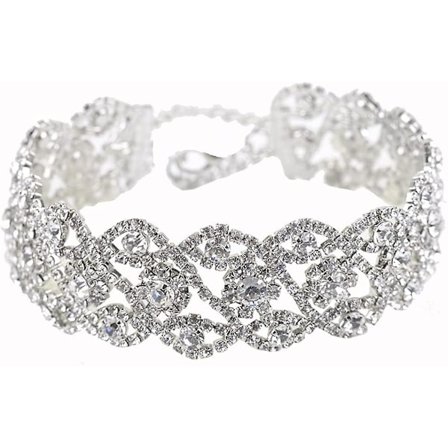 Rhinestone Choker Halsband Smycken Justerbar Krage Halsband Si