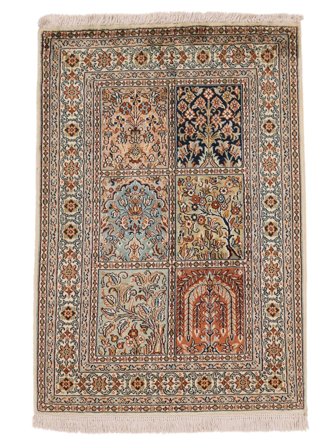 65X94 Tappeto Kashmir Puri Di Seta Orientale Marrone/Nero (Seta, India) Carpetvista