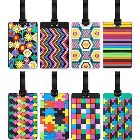 8 stk. PVC bagagemærker, bagagemærker, rejsekuffert bagage