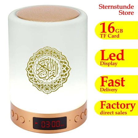 Ny 16GB Koranlæsningshøjttalerlampe Azan Ur Natlys Adhan Islam Koranlampe Trådløs Bluetooth Højttaler Mp3 Afspiller Radio Muslimsk Gave