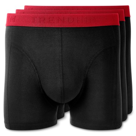 XX-Large - FlexFeel | 3-Pack Black Cotton Boxer Briefs with Red Waistband for Men
