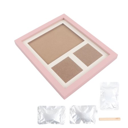 Baby Handprint Footprint Maker Kit DIY Fotoram Vit Lera Nyfödd Avtryck Set Rosa