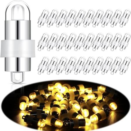 30 stk. LED Ballonlys Mini Papirlygte Lys Pærer Batteridrevet Vandafvisende til Halloween Fest DIY Dekoration (Varmt Lys)