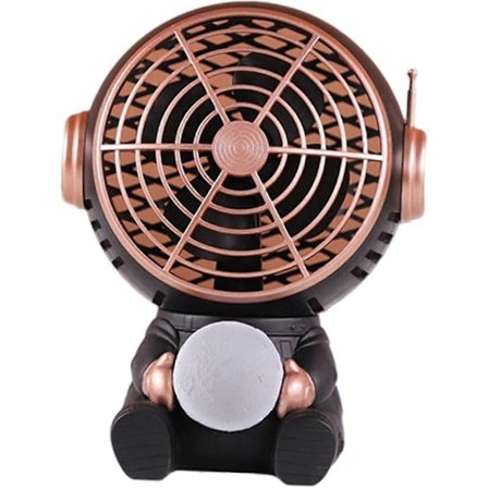 Generisk Liten Skrivbordsfläkt Rymdastronaut Nattlampa Uppladdningsbar 4 Blad 3 Kylfläkt
