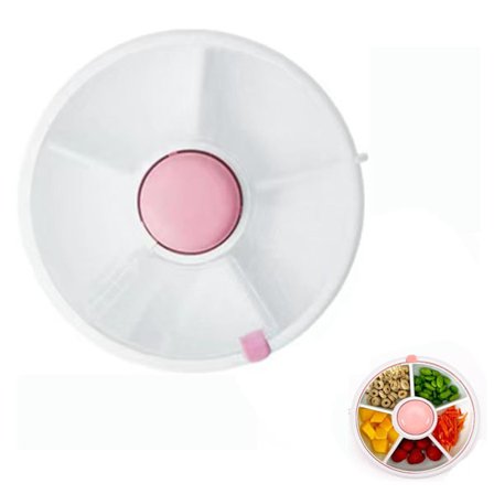 Snack Spinner Børns Roterende Snackboks med Rum Bærbar Melon Slik Frø Organizer Opbevaringsboks til Børn (Pink)