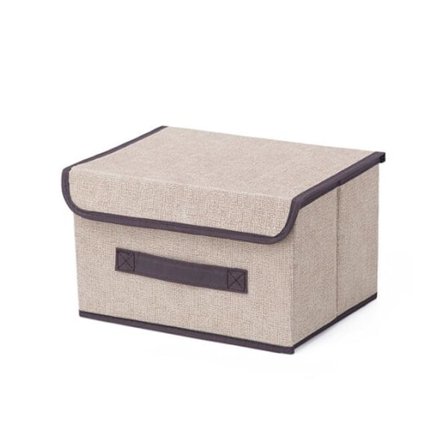Förvaringslåda i imitation av linnetyg (benvit, liten)