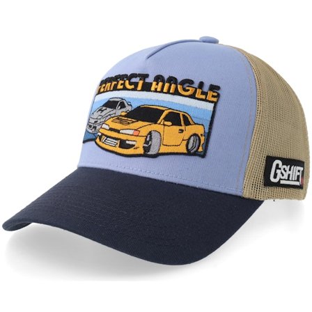 Gearshift - Beige trucker Cap - Gshift Perfect Angle Drift Cars Sky Blue/Khaki/Navy A-Frame Trucker @ Hatstore