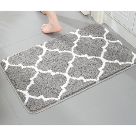 Grå (50X80cm) Skridsikker Bademåtte Mikrofiber Absorberende Tæppe Maskinvaskbar Bademåtte