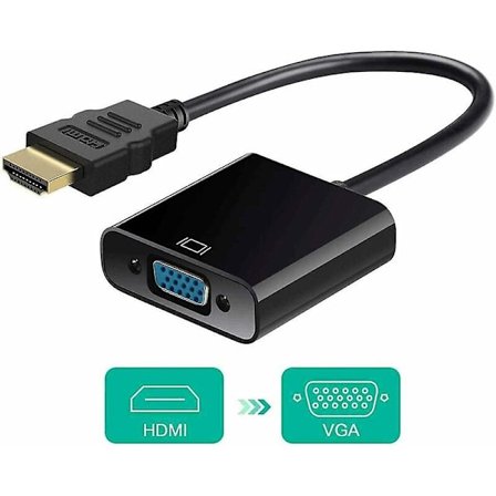 CCTV HDMI till VGA-kabel och adapter, HD 1080P aktiv HDMI till VGA-adapter hane till hona videokonverter för dator, stationär dator, bärbar dator, PC,
