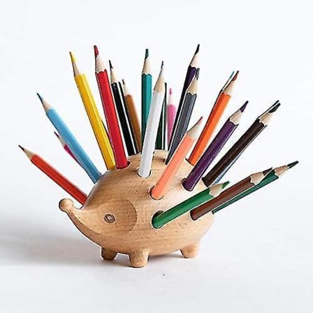 Hedgehog Wooden Pen Cup Pencil Holder For Desk Decor Organizer Creative Home Tabletop Ornament Lovely Gift Wooden Storage (hedgehog)