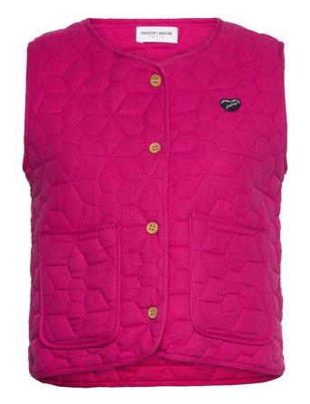 Valhubert Small Heart Patch Vests Quilted Vests Pink Maison Labiche Paris