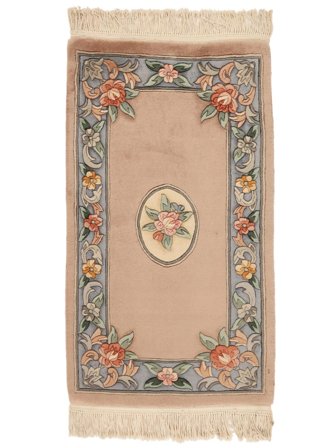 Handgeknoopt China 90 Line Vloerkleed 70X122 Wol Bruin/Beige Klein