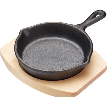 Kitchen craft Mini Serverings Støpejernspanne med Treunderlag' - 'Sort/tre
