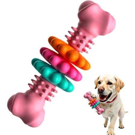 Tyggelegetøj til hvalpe – Interaktivt hundelegetøj til tandfrembrud, tandrensning og små hunde, Rosa_TF_TF