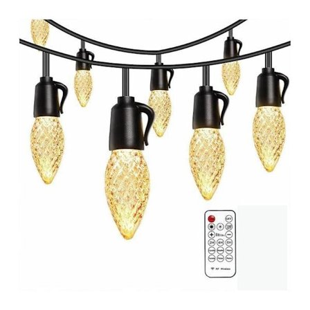 15m utendørs LED-lyssnor med 20 vanntette akrylpærer for