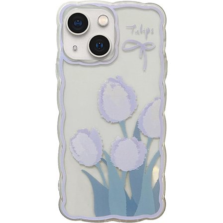 Søt iPhone 13-etui for kvinner og jenter, nydelig blomstermønster bølge Comfor