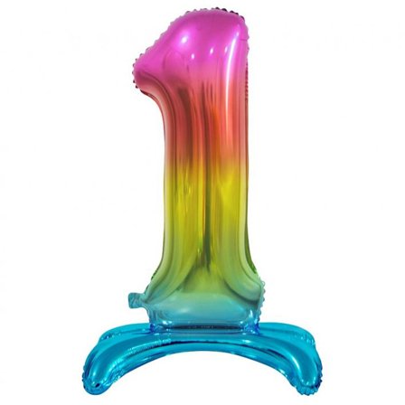 Pysyvä numero ilmapallo sateenkaaren väri 74cm "0-9" Numero 1