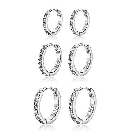 Paris Hoop-örhängen i silver, damörhängen, 3 par, 925 sterling silver