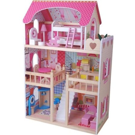 Dockhus Villa i trä med möbler