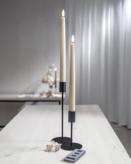 LED antikk stearinlys flamme 2-pk + fjernkontroll Beige - Star Trading