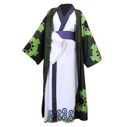 Anime Roronoa Zoro Cosplay Kostume Wano Kuni Land Kimono Robe Fuld Dragt Outfit Julekarneval Kostume