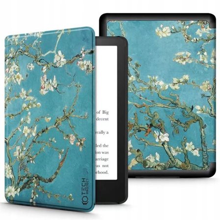 Tech-Protect SmartCase för Kindle Paperwhite V / 5 / Signature Edition - Blå med Sakura-blommor