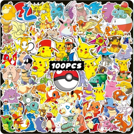100 stk Kawaii Anime-klistremerker, vanntette vinyl-klistremerker med søte tegneseriefigurer for vannflaske, skrapelogg, bærbar PC, telefon, 