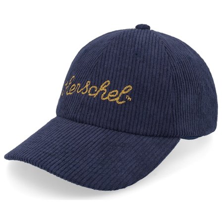 Herschel - Ble unconstructed Czapka Z Daszkiem - Sylas Corduroy Chain Stitch Cap Black Iris/Gold Yellow Dad Cap @ Hatstore