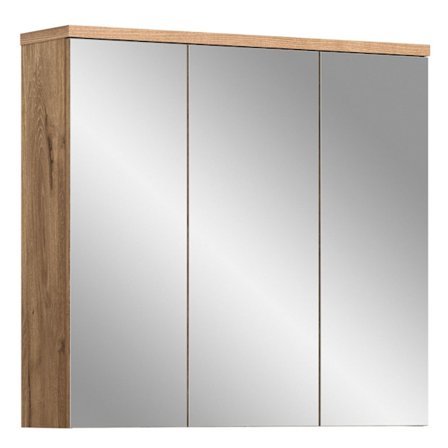 Rootz Grado Mirror Cabinet - Badeværelsesmøbler - Mirror Doors - 6 hylder - Tidløs design - Træmateriale - Nox Oak/Gray Matt - Ca. 80x75x20 cm