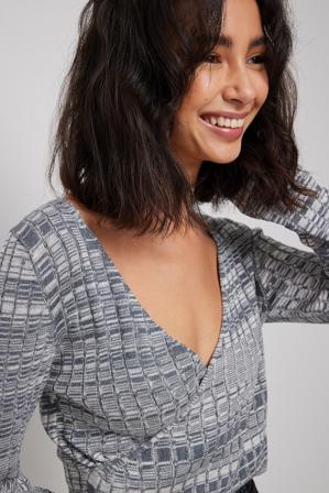 Rianne Meijer x NA-KD Crop top cache-cœur - Crop tops - Bleu - Medium