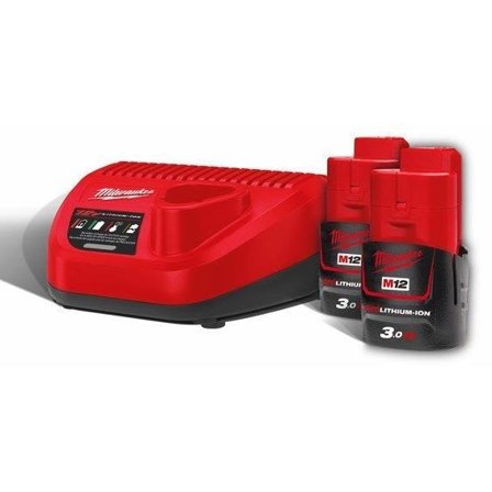Milwaukee M12 NRG-302 Laddpaket, Batterier & laddare