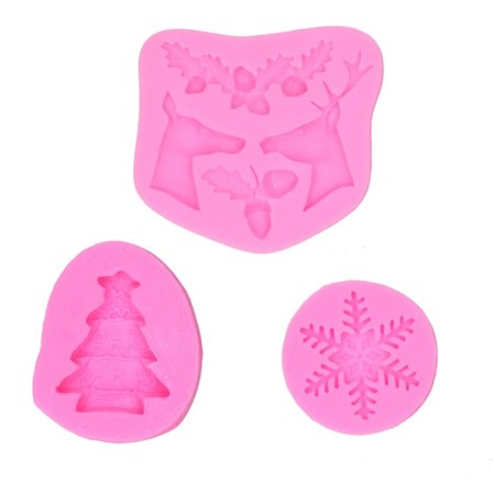 Julefondantformer Nonstick Høy Temperaturmotstand Fleksibel Silikon Bakeformer