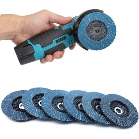 Sæt med 6 lamelskiver, 75 mm, kornstørrelse 60, 80, 120, kompatible med ledningsfri vinkelsliber, rustfrit stål og træ