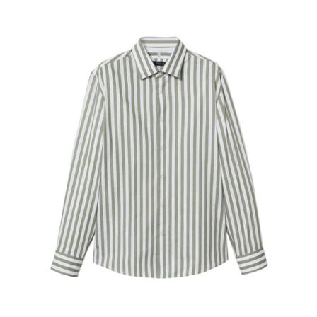Mango Striped cotton shirt Grøn, Herre Skjorter