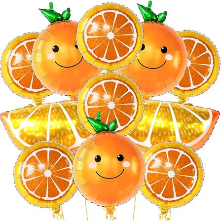 Store Citrus Orange Balloner Dekorationer - Pakke med 13 | Mandarin Balloner Til En Lille Sød Babyshower Dekorationer | Mylar Frugt Balloner, Orange T