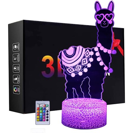 Llama Nattlampa, 3D Alpaca Illusion Lampor Barn LED Des