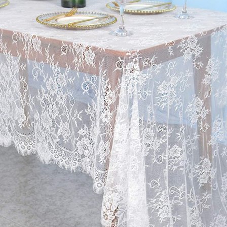 Suorakulmainen valkoinen pitsiliina 150x3000cm Halloween-liinat häät pitsiliina vintage E