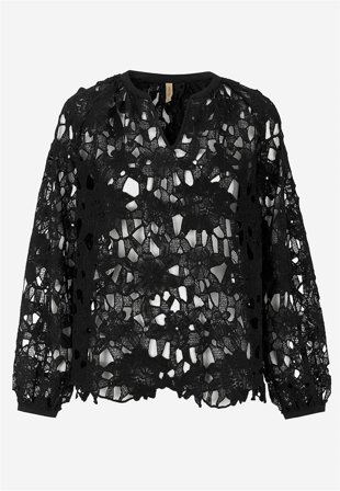 Soyaconcept - Blommönstrad spetsblus - svart - för damer - M (40) - Cellbes