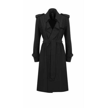 Norma Kamali, Belted Coats Zwart, Dames, Maat:S