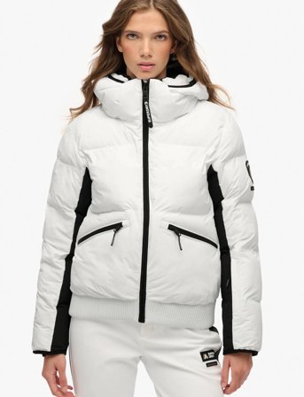 Superdry Sport Hooded Ski Bomber Jacket - White - S