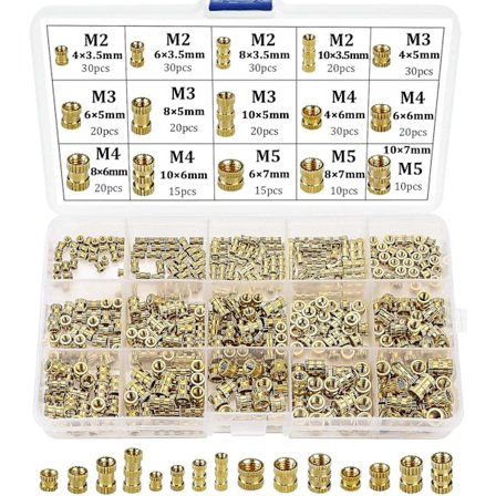 Urosteettikierteet Naaras Kierre M2 M3 M4 M5 Messinki Urosteettikierteet Yhteensopiva 3D-Tulostuksen Kanssa 330kpl