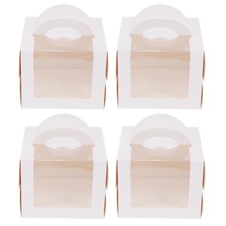 4 kpl Syntymäpäiväkakku Laatikot Koristeelliset kakkukotelot Jälkiruokapakkauslaatikot (Valkoinen)