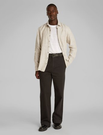 Calvin Klein Linen Solid Slim Shirt - Cream - 44