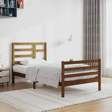 Vidaxl Sängram Honungsbrun Massivt Trä 100x200 Cm Brun