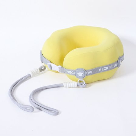 Flower U-Shaped Memory Foam Neck Pillow med lilla cloud øjenmaske - bærbar rejsehalsstøtte Yellow