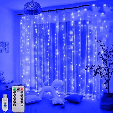 LED-ljus? 3 x 3m, 300 LED Light Loop 8 Mode, USB Light Loop Gardin med fjärrkontroll, jul