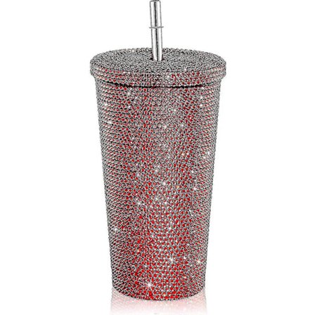 Bling Diamant Tumbler Glitter Vannflaske Med Lokk - -Sy
