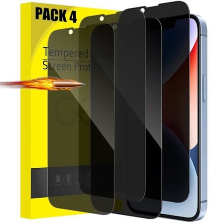 [4 delar] Antispion härdat glas för iPhone 14 (6.1")