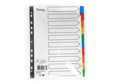 Lyreco Kartongregister A4 10-flik flerfärgad - Lyreco - Kontorsmaterial - Pärmar och register - Kartongregister