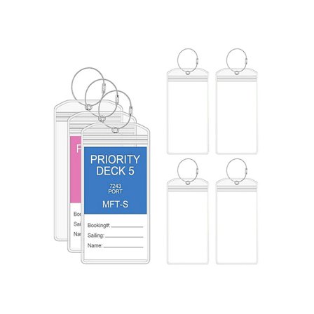 4 st PVC kryssningsbagageetiketthållare, vattentåliga ID-korthållare, kryssningsväska S